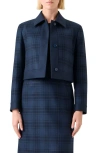 Akris Lewitt Check Wool Crop Jacket In Blue
