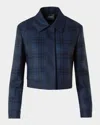 Akris Lewitt Check Wool Double-face Crop Jacket