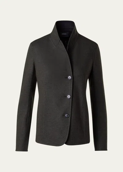 Akris Liam Cashmere Jersey Jacket In Kale Green