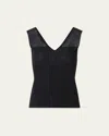 Akris Lined Semi-transparent Shoulder Knit Top In Black