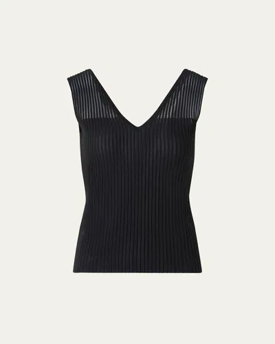 Akris Lined Semi-transparent Shoulder Knit Top In Black