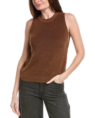 Akris Linen & Silk-blend Knit Sweater Vest In Brown