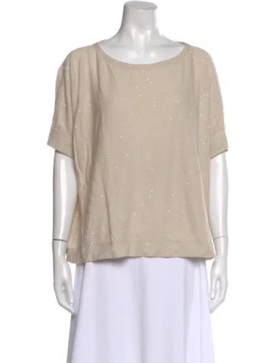 Pre-owned Akris Linen Bateau Neckline Blouse In Neutral