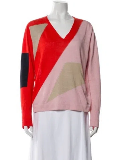 Pre-owned Akris Linen Colorblock Pattern Sweatshirt In Pink