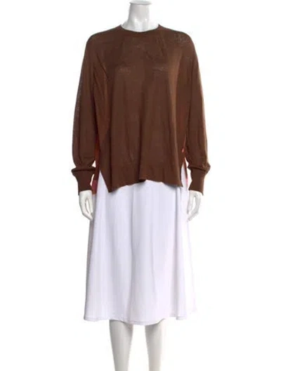 Pre-owned Akris Linen Colorblock Pattern Top In Brown