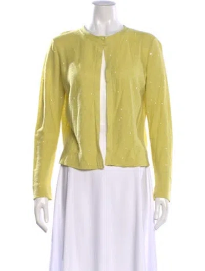 Pre-owned Akris Linen Crew Neck Sweater In Yellow