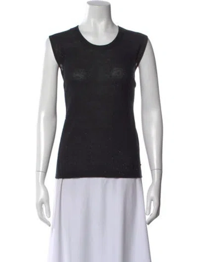 Pre-owned Akris Linen Crew Neck Top In Black