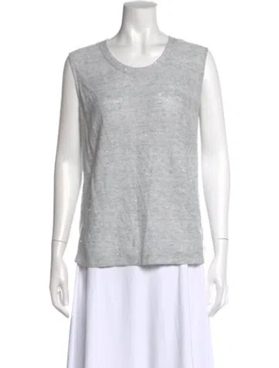 Pre-owned Akris Linen Crew Neck Top In Gray