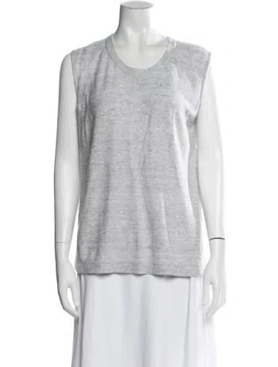 Pre-owned Akris Linen Crew Neck Top In Gray