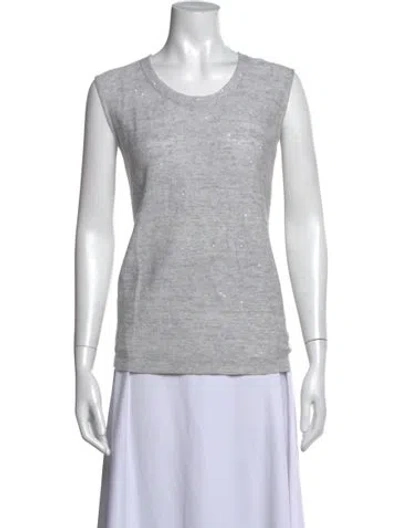 Pre-owned Akris Linen Crew Neck Top In Grey