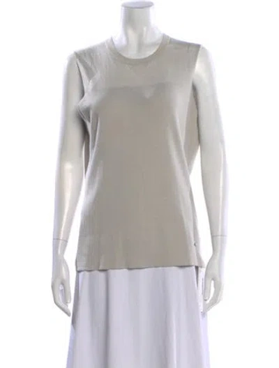 Pre-owned Akris Linen Crew Neck Top In Neutral