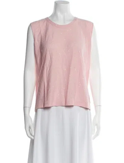 Pre-owned Akris Linen Crew Neck Top In Pink