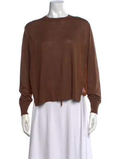 Pre-owned Akris Linen Crew Neck Top W/ Tags In Brown