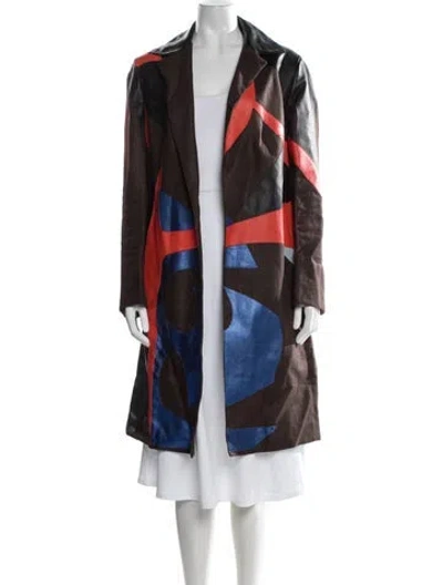 Pre-owned Akris Linen Graphic Print Coat In Brown