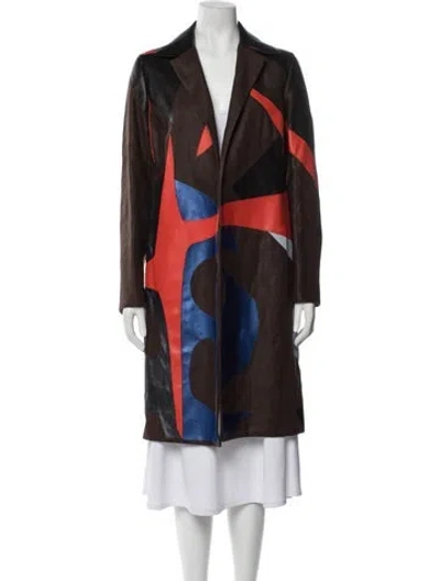 Pre-owned Akris Linen Graphic Print Coat In Brown