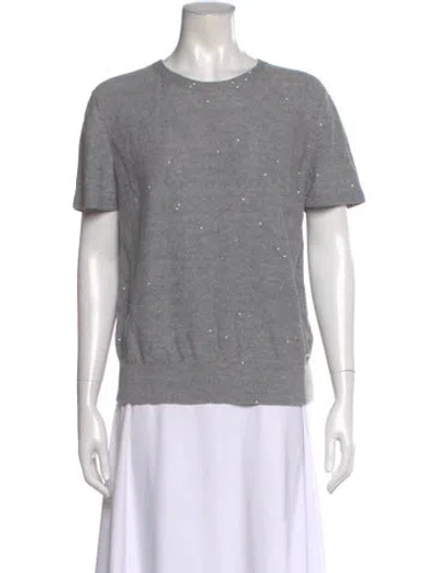 Pre-owned Akris Linen Graphic Print T-shirt In Gray