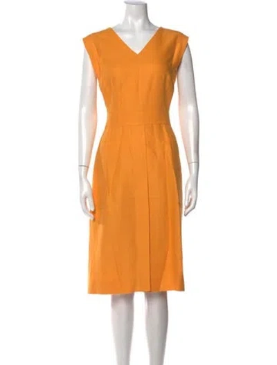 Pre-owned Akris Linen Knee-length Dress In Yellow