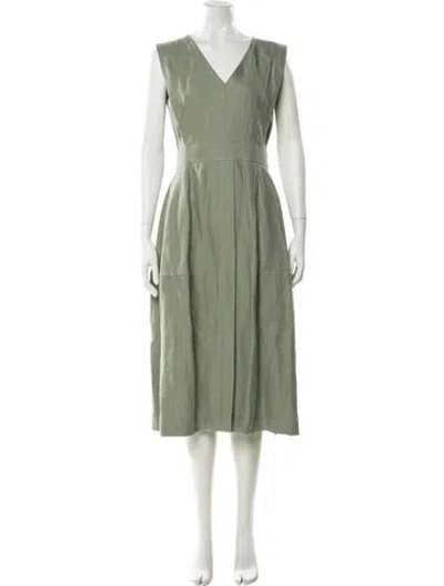 Pre-owned Akris Linen Long Dress W/ Tags In Green