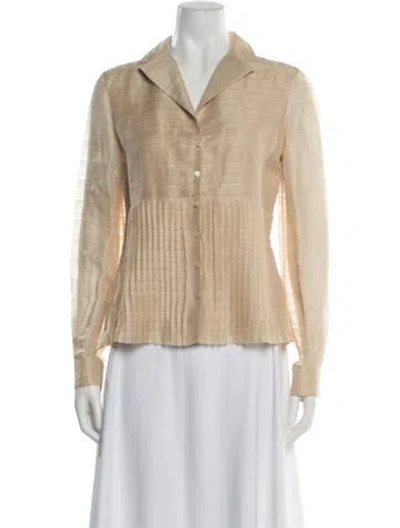 Pre-owned Akris Linen Long Sleeve Blouse In Neutral