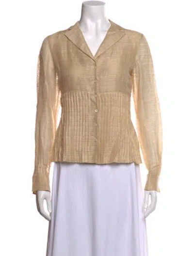 Pre-owned Akris Linen Long Sleeve Blouse In Neutral