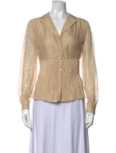 Pre-owned Akris Linen Long Sleeve Blouse In Neutrals