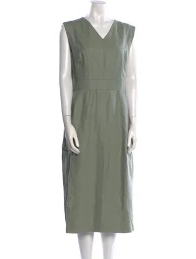 Pre-owned Akris Linen Midi Length Dress In Green
