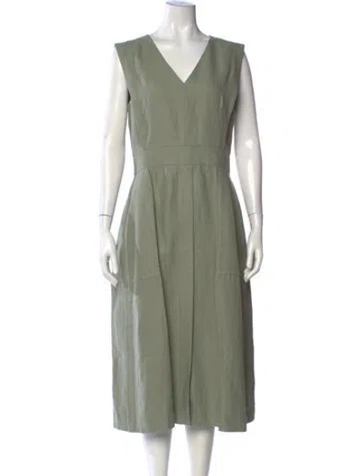 Pre-owned Akris Linen Midi Length Dress In Green