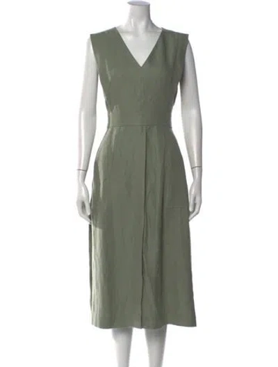 Pre-owned Akris Linen Midi Length Dress In Green