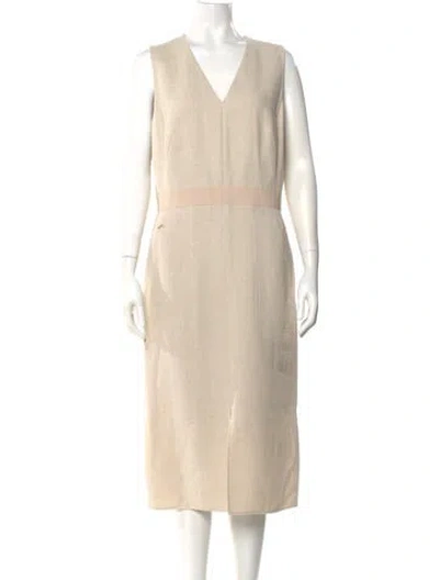Pre-owned Akris Linen Midi Length Dress In Neutral