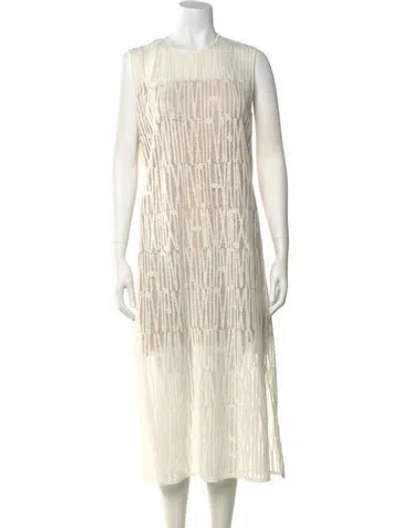Pre-owned Akris Linen Midi Length Dress In Neutral