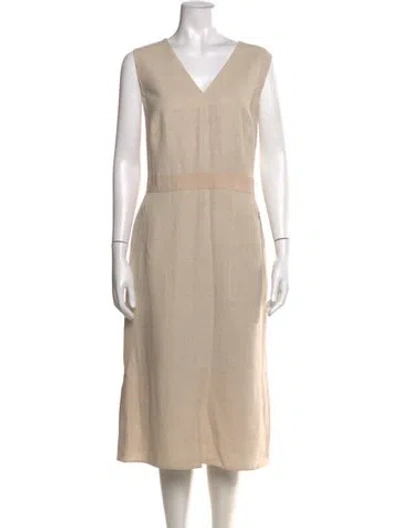 Pre-owned Akris Linen Midi Length Dress W/ Tags In Neutral