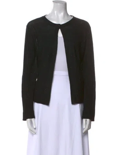 Pre-owned Akris Linen Open Front Sweater In Black