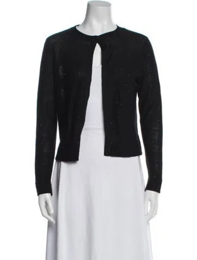 Pre-owned Akris Linen Open Front Sweater In Black