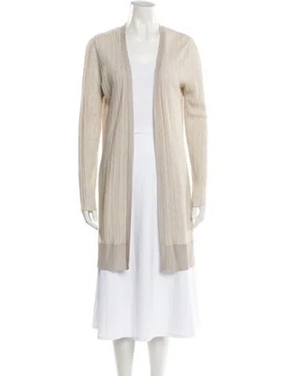Pre-owned Akris Linen Open Front Sweater In Neutral