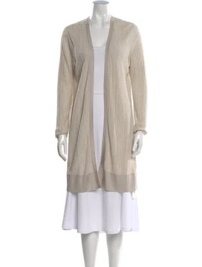 Pre-owned Akris Linen Open Front Sweater In Neutral