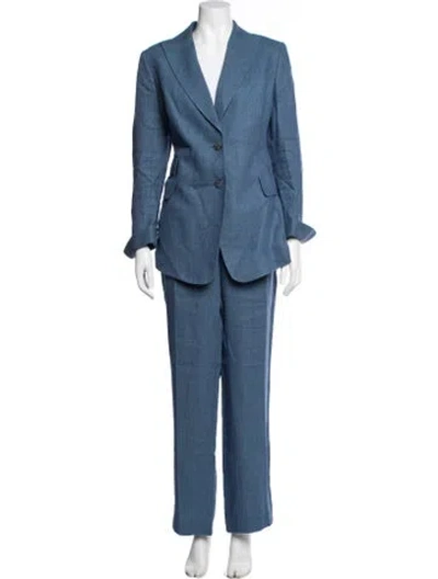 Pre-owned Akris Linen Pantsuit In Blue