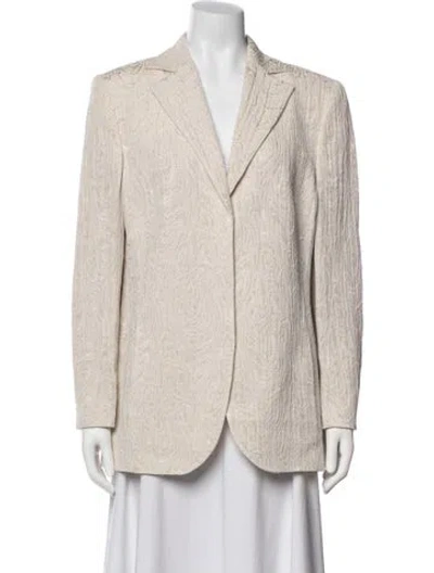 Pre-owned Akris Linen Patterned Blazer In Neutrals
