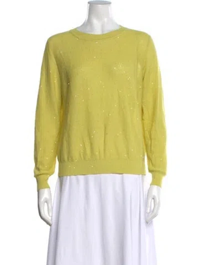 Pre-owned Akris Linen Patterned Sweater In Green/yellow