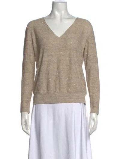 Pre-owned Akris Linen Patterned Sweater In Neutrals