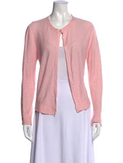 Pre-owned Akris Linen Patterned Sweater In Pink