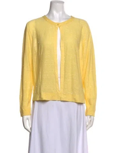 Pre-owned Akris Linen Patterned Sweater W/ Tags In Yellow