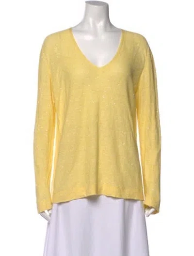 Pre-owned Akris Linen Patterned Sweater In Yellow