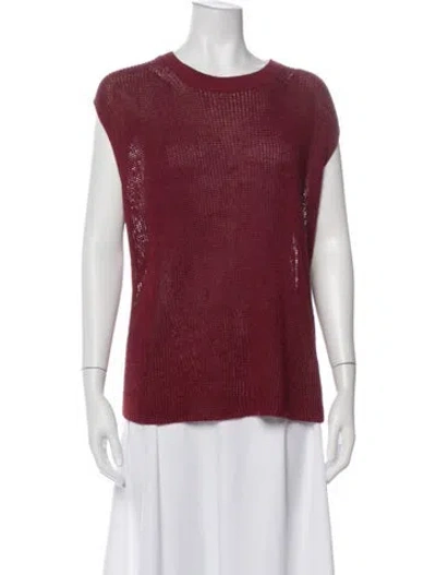 Pre-owned Akris Linen Scoop Neck Sweater In Red