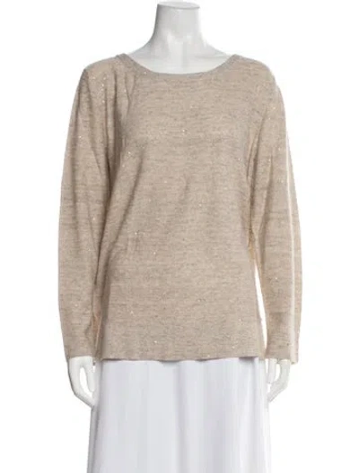 Pre-owned Akris Linen Scoop Neck Top In Neutral