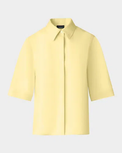 Akris Linen Short Sleeve Blouse In Mimosa