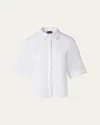 Akris Linen Voile Collared Boxy Shirt In Pure White