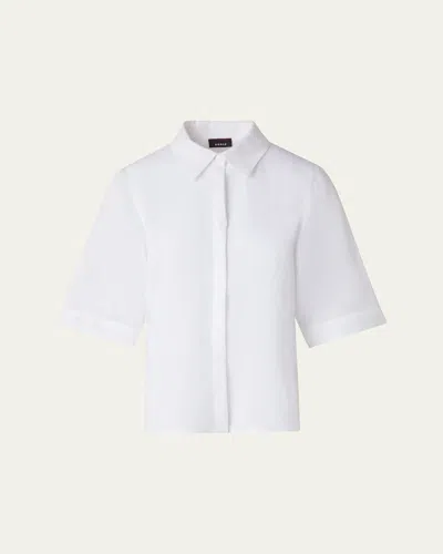 AKRIS LINEN SHORT SLEEVE BLOUSE