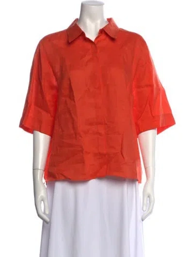 Pre-owned Akris Linen Short Sleeve Top In Orange