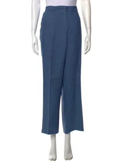 Pre-owned Akris Linen Straight Leg Pants In Blue