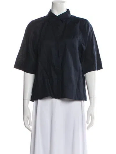 Pre-owned Akris Linen Three-quarter Sleeve Blouse In White